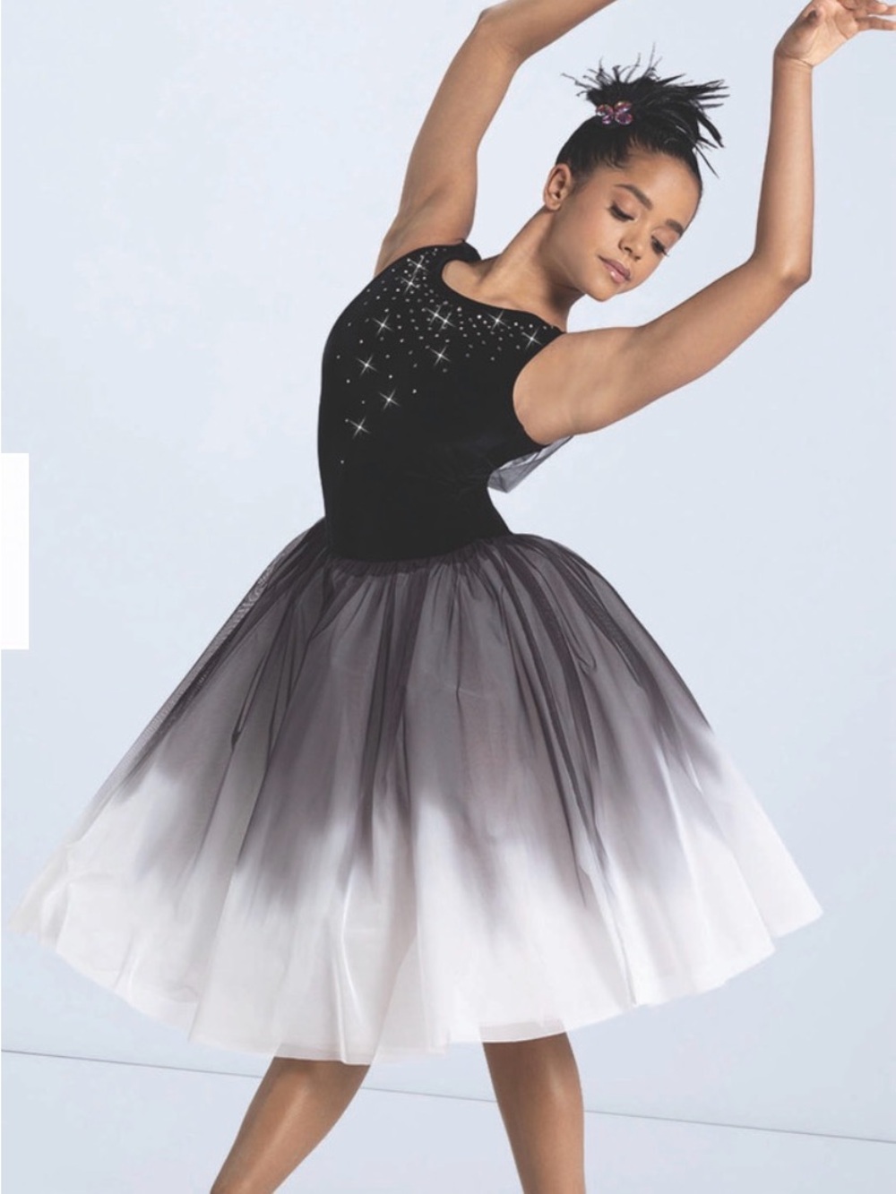 Weissman Black & White Ombre Tulle Dance Dress with Sparkle Bodice size IC (7/8)